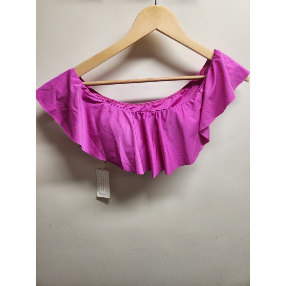 TRINA TURK Pink Off The Shoulder Ruffle Swimsuit Bikini‎ Top Size 4 MSRP $80